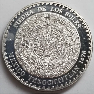 Mexico 2010 Piedra de los Soles Tenochtitlan, 1 Oz Troy .999 Fine Silver Proof. - Picture 1 of 4