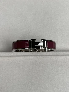 Hermes Clic H Bangle Bracelet Burgandy Enamel PM EUC - Picture 1 of 9
