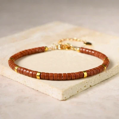 Pulsera de piedras doradas rojas con cuentas de chakra curativo cristal mujer delicada pulsera Foto 1 de 3