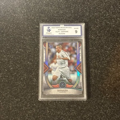 Ronaldo R9 /75 Sapphire 2022-23 Topps Museum UCL Real Madrid No.9 Brazil MGC 9 - Image 1 of 3