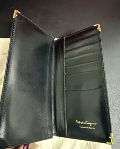 Salvatore Ferragamo Gancini Long Wallet Leather Black $775 MSRP - Picture 1 of 10