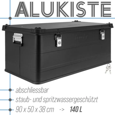 Aluminium Box mit Deckel Schwarz Alukiste 140  L Alu Kiste Abschliessbar Trucky - Bild 1 von 4
