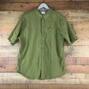Horny Toad Shirt Green Striped Short Sleeve Button Down Organic cotton Mens XL - Picture 1 of 14