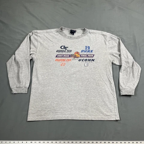 Vintage 2004 NCAA Final Four Graphic Tee Long Sleeve Large Grey UConn VTG Y2K Cover