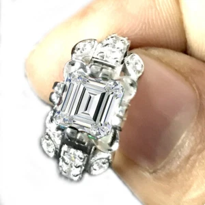 2.03 Ct White Emerald Moissanite Diamond Wedding Ring 925 Sterling Silver Size 7 - Picture 1 of 1