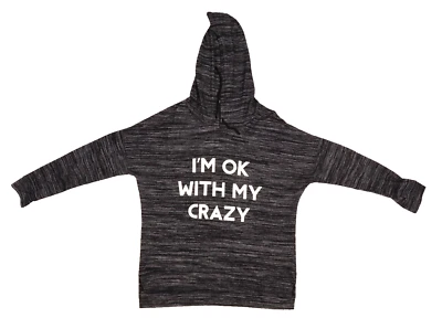 Charlotte Russe Mujeres Negro Estoy OK Con Mi Loco Estampado Camisa Con Capucha Sudadera con Capucha M Foto 1 de 4