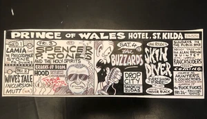 Lápiz y tinta original Fred Negro arte publicitario Prince Wales Pub Melbourne punk - Imagen 1 de 5