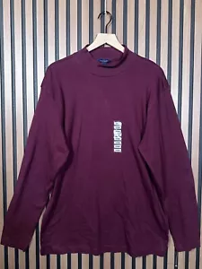New Club Room Mock Neck Shirt Large Mens Burgundy Long Sleeve 100% Pima Cotton - Picture 1 of 8