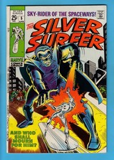SILVER SURFER # 5 FN+ (6/6.5) STRANGER- FANTASTIC FOUR- GLOSSY CENTS GIANT- 1969
