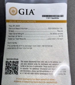 SEALED! GIA Tested Laboratory-Grown White Diamonds 32.3 Carats Melee Parcel - Picture 1 of 4
