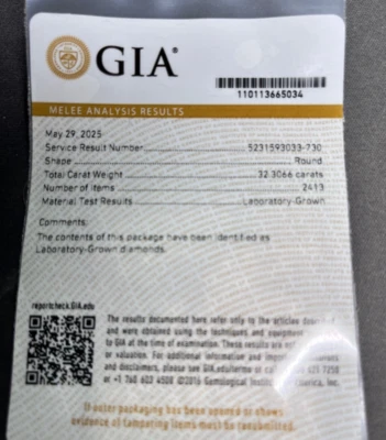 SEALED! GIA Tested Laboratory-Grown White Diamonds 32.3 Carats Melee Parcel - Image 1 of 4