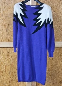 Vintage Knit Dress purple 80's Purple Christina Grant Sweater tunic SMALL MEDIUM - Picture 1 of 14