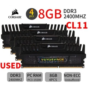 Corsair Vengeance 32GB Kit 4x 8GB DDR3 OC 2400MHz PC3 240Pin Desktop Memory WU - Picture 1 of 8