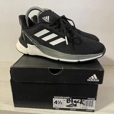 Adidas Response Super J Boost Black Running Shoes Size 4.5 FX6745 - Image 1 of 4