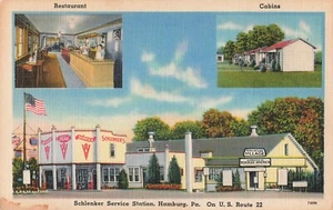 Hamburg, Pennsylvania Postcard Schlenker Service Station Cabins  c 1940s   G7 - Picture 1 of 2