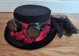 Elope Black Steampunk Top Hat Coachman Topper With Detachable Goggles - Picture 1 of 13