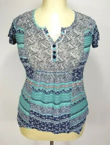Style & Co Floral Pullover Blouse Plus Size XS V-Neck Short Sleeve Women - Picture 1 of 7