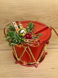 Vintage Red Drum Christmas Christmas Ornament with Spray 3"X3" - Picture 1 of 4