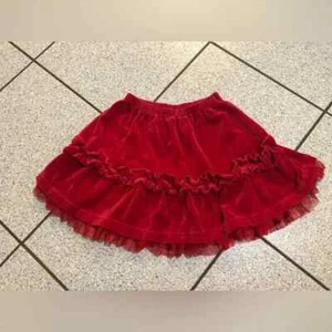 Hanna Andersson Girls Velour Velvet Like Tulle Ruffle Skirt in Red Size 5 - Picture 1 of 8