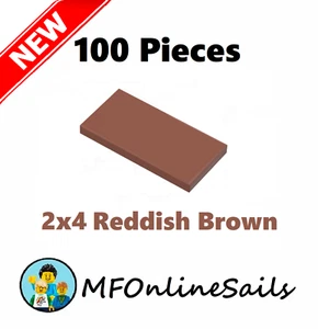 **NEW** 100x Genuine LEGO 2x4 TILES Tile - Reddish Brown - 87079 Bulk Smooth - Picture 1 of 4