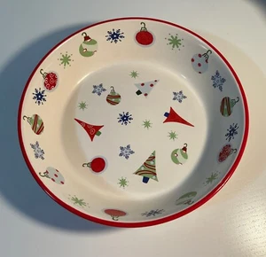 Pfaltzgraff Taffy Candy Christmas Serving Bowl Stoneware Holiday Ornaments Trees - Picture 1 of 10