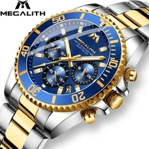 MEGALITH Luxury Mens Watch Designer Chronograph Calendar Sports Quartz Watches - Picture 1 of 6