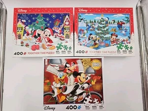 Lot Of 3 Disney Mickey Mouse & Friends 400 Piece Together Time Puzzles- Complete - Picture 1 of 13