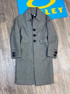 Womans Dsquared2 Checked Wool Coat Jacket with leather details size 40 in gray - Picture 1 of 20