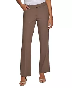 Calvin Klein Women's Chic Modern Fit Trousers Size 2 in Office Brown NWT - Picture 1 of 1