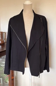 TS Taking Shape Jacket Waterfall Size L Black Zipper Long Sleeve - Picture 1 of 13