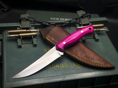 Handmade Carbon Steel Survival Hunting knife Wood Handle, Leather Sheath - Image 1 of 4