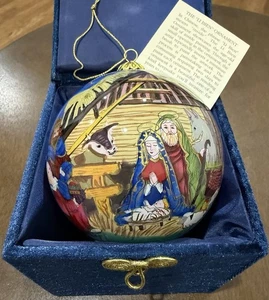 Belén Li Bien 2003 vintage adorno caja azul original, tarjeta de cuento, pintado a mano - Imagen 1 de 14