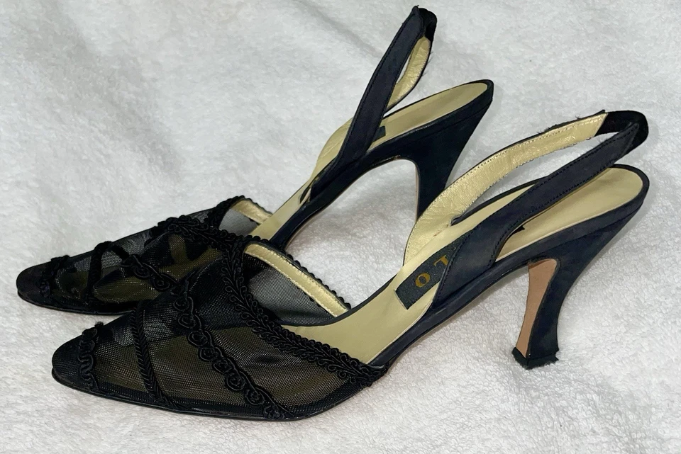 Zapatos de tacón House of Zalo Designer negros de malla transparente talla 8 nuevos Foto 1 de 4