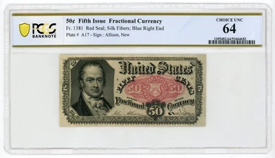 5th Issue Fr.1381 50c United States Fractional Currency Note - PCGS Ch.CU 64 - Image 1 of 2