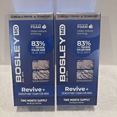 Lot Of 2 Bosley MD REVIVE+ Densifying Foam For Men 2.11oz 2 Month Supply Each - Image 1 of 4