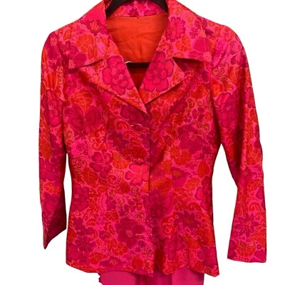 Blazer floral de manga larga hecho a mano sin marca para mujer talla 8 con sensación de seda Foto 1 de 4