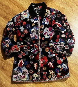 The Children's Place Girls Black Velvet Long Coat w/ Floral Print Large (10/12) - Picture 1 of 23