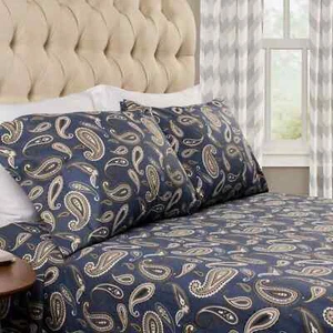 100% Flannel Cotton Traditional Floral Paisley Deep Pocket Bed Sheet Set - Picture 1 of 24