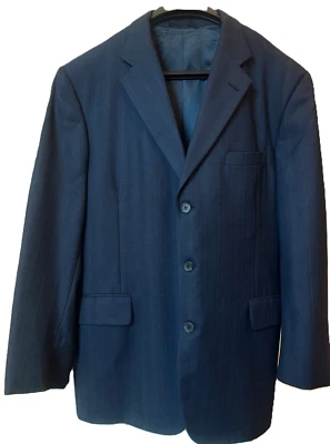 Tom James Filo A'Mano Navy Pin Striped Jacket Blazer 48 Custom Taylored - Image 1 of 4