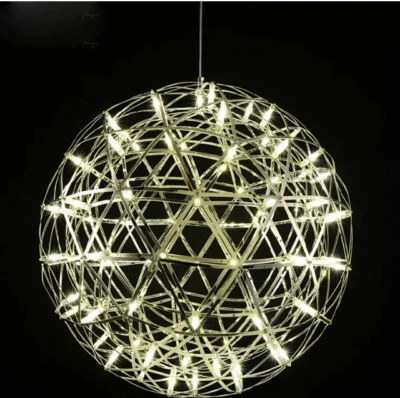 Lampadario led sferico moderno minilucciole argento luce calda 60cm Industrial - Immagine 1 di 2