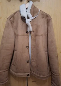Brown Furry Mens Jacket River Island Size L - Picture 1 of 8