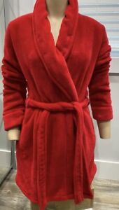 LaSenza Fleece Robe Solid Red size S-M NWT