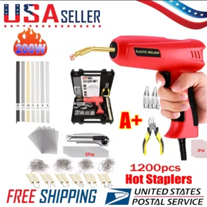 200W Hot Stapler Car Bumper Fender Welder Gun Plastic Repair Kit w/ 1200 Staples - Picture 1 of 14