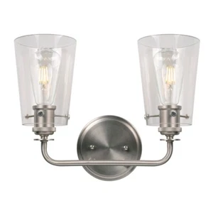 Forte Lighting Ronna 2 Light 14" Bath Vanity, Brushed Nickel/Clear - 5118-02-55 - Picture 1 of 1