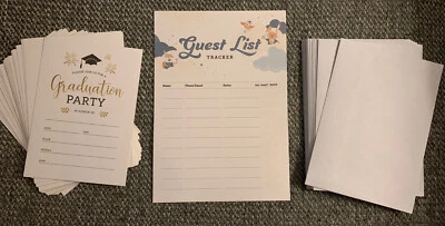 Graduation Invitations 25 Pack Party Invitations With Envelopes - Gold Back - Image 1 of 4