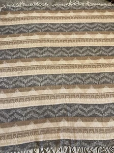 Coperta Lancio Peruviano Lana di Alpaca Marrone Beige Design 52" x 62" - Foto 1 di 6