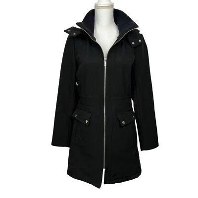 Abrigo Siena Studio Mujer Cremallera Completa Talla Mediana Negro Desmontable Botón Sudadera con Capucha Foto 1 de 4