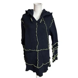 Fairytea Upcycled Elf Gypsy Hood Sweater Whimsical Renaissance Black Womens M - Picture 1 of 12