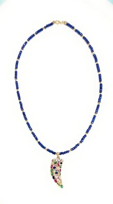 Collarino diWa Jewels Argento Zirconi Sfaccettati Blu Pendente Corno Zirconi - Immagine 1 di 4