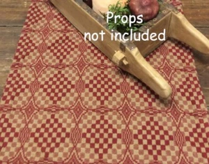 Primitive TABLE RUNNER -- RED & TAN Shadowbrook 32" x 14" -- Farmhouse - Picture 1 of 2